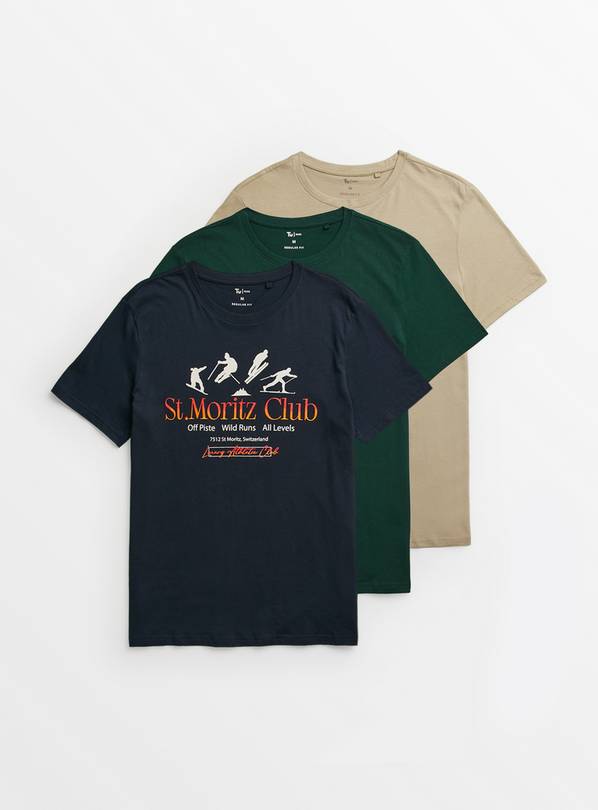 St Moriz & Plain Crew T-Shirt 3 Pack S